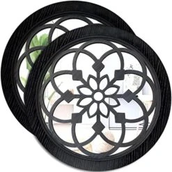 Wocred 2 PCS 20 Inch Round Wall Mirror,Gorgeous Rustic Farmhouse Accent Mirror,Barn Wood Color Entry Mirror For Bathroom Renovation,Bedrooms,Living Rooms And More. -Safavieh Furniture 51owmsHIJBL. AC