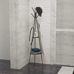 Kiimeey Coat Rack Industrail Metal Freestanding Corner Coat Stand With 2 Shelf -Safavieh Furniture 51p5I57fsjL