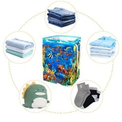 Under Water Fishes In Ocen Sea Tropical 19.3" Large Sized Waterproof Foldable Laundry Hamper Bucket With Handles For Storage Bin,Kids Room,Home Organizer,Nursery Storage,Baby Hamper -Safavieh Furniture 51p83VE3iYL