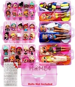 HOME4 No BPA 60 Adjustable Compartments 6 Layers Stackable Storage Container Organizer Carrying Display Case, Compatible With Surprise Small Toys LOL, Shopkins, OMG Barbie (Dolls Not Included) (Pink) -Safavieh Furniture 51p9hhtnUuL. AC