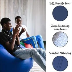 Factory Direct Partners 10478-NV SoftScape Classic 35" Junior Bean Bag Chair, Furniture For Kids, Libraries Or Home - Navy -Safavieh Furniture 51pA62Z7TaL