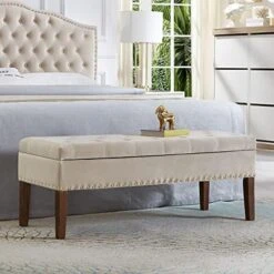 24KF Large Round Upholstered Tufted Linen Ottoman Coffee Table, Large Footrest Ottoman With Wood Shelf Storage- Navy Blue 24 24KF Large Round Upholstered Tufted Linen Ottoman Coffee Table, Large Footrest Ottoman With Wood Shelf Storage- Navy Blue -Safavieh Furniture 51pCYwlLviL. AC