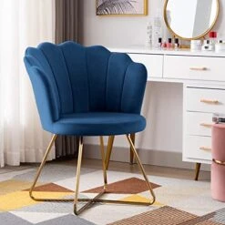 Duhome Velvet Accent Chair Living Room Chair，Corner Chair Reception Chair For Bedroom Living Room, Shell Shaped Living Room Chair With Golden Metal Legs, DarkBlue -Safavieh Furniture 51pEncs9zaL