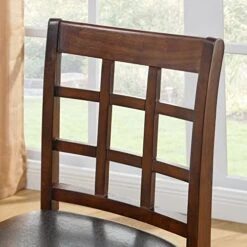 Merax 5-Piece Wooden Dining Set, Faux Marble Top Counter Height Dining Room Table And 4 PU Leather-Upholstered Dining Chairs With Footrest, Dark Brown -Safavieh Furniture 51pI1arIdJL