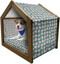 Ambesonne Sunflower Wooden Dog House, Continuous Pattern With Simplistic Cartoon Flowers, Indoor & Outdoor Portable Dog Kennel With Pillow & Cover, 2X-Large, Yellow Brown -Safavieh Furniture 51pLCQaXYhL. AC