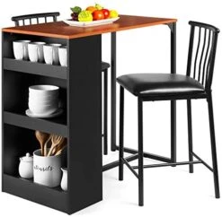 Best Choice Products 3-Piece 36in Wooden Counter Height Dining Table Set For Kitchen, Dining Room W/Storage Shelves, Metal Frame, 2 Barstools - Gray -Safavieh Furniture 51pOIGbnkfL. AC