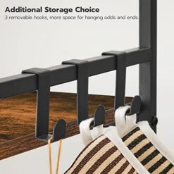 HOOBRO Microwave Oven Rack, Microwave Stand Countertop, Kitchen Countertop Shelf Organizer, Microwave Shelf With Hooks, Space Saver, For Kitchen, Living Room, Rustic Brown And Black BF09HB01 -Safavieh Furniture 51pOguzx15L