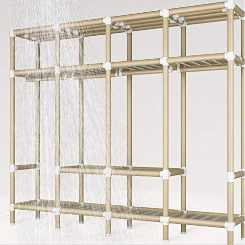 N/A Detachable Wardrobe Steel Frame Thicken Bold Double Folding Full Hanging Fabric Simple Storage Economy Cloth Wardrobe 3 N/A Detachable Wardrobe Steel Frame Thicken Bold Double Folding Full Hanging Fabric Simple Storage Economy Cloth Wardrobe - Image 3