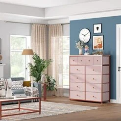 Pink Dresser For Bedroom With 12 Drawers, Pink Dressers For Girls Bedroom With Metal Frame And Wood Top, Tall Dressers For Bedroom Dressers & Chest Of Drawers, Nursery, Closets, Pink -Safavieh Furniture 51pW2nVTNwL