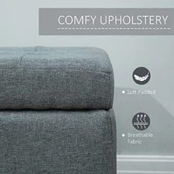 HOMCOM 51 Large Tufted Linen Fabric Ottoman Storage Bench With Soft Close Top - Heather Grey -Safavieh Furniture 51poV1YLkJL