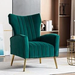 Artechworks Curved Tufted Accent Chair With Metal Gold Legs Velvet Upholstered Arm Club Leisure Modern Chair For Living Room Bedroom Patio, Caramel Color, Orange -Safavieh Furniture 51pogE4U1 L. AC