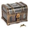 Pirate Treasure Chest For Kids Toy Treasure Box,Pirate-Themed Party Birthday Gifts,Treasure Chest For Kids Prizes Games.(Square A)