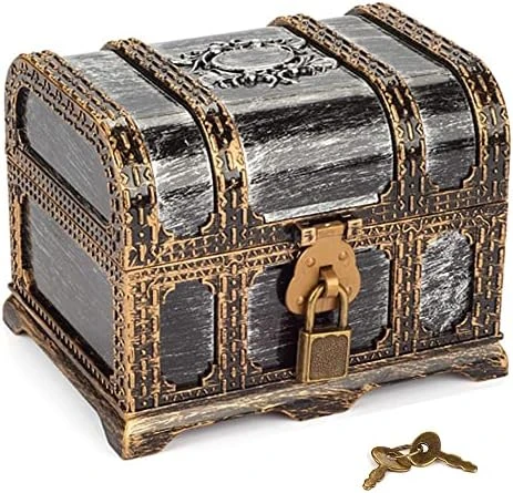 Pirate Treasure Chest For Kids Toy Treasure Box,Pirate-Themed Party Birthday Gifts,Treasure Chest For Kids Prizes Games.(Square A) 6 Pirate Treasure Chest For Kids Toy Treasure Box,Pirate-Themed Party Birthday Gifts,Treasure Chest For Kids Prizes Games.(Square A) - Image 6