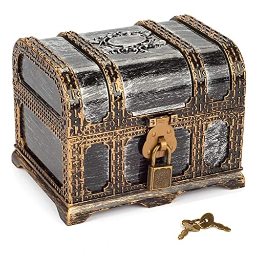 Pirate Treasure Chest For Kids Toy Treasure Box,Pirate-Themed Party Birthday Gifts,Treasure Chest For Kids Prizes Games.(Square A) 1 Pirate Treasure Chest For Kids Toy Treasure Box,Pirate-Themed Party Birthday Gifts,Treasure Chest For Kids Prizes Games.(Square A)