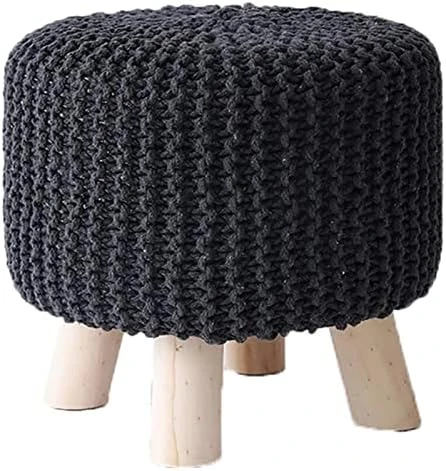 ALDEPO Shoe Cabinet Round Footstool Stool Small Footstool With Legs Upholstered Footstool With Removable Linen Cover - Handmade Wool Knitted Stool (Color : Red) 8 ALDEPO Shoe Cabinet Round Footstool Stool Small Footstool With Legs Upholstered Footstool With Removable Linen Cover - Handmade Wool Knitted Stool (Color : Red) - Image 8