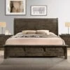 Pavita Sleigh King Bed With Dresser, Mirror, 2 Night Stands, Classic Distressed Gray