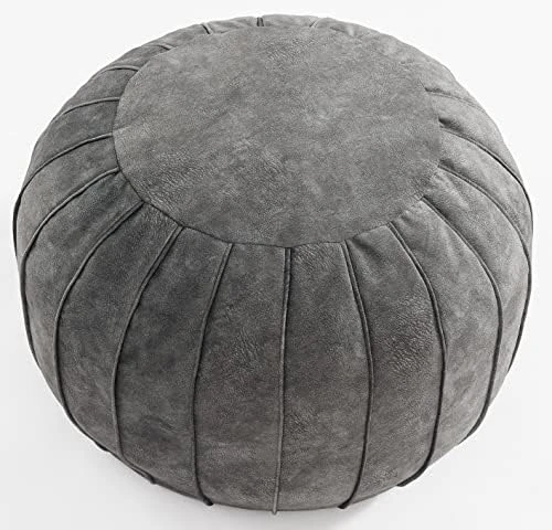 C COMFORTLAND Unstuffed Faux Leather Ottoman Pouf, Round Foot Rest Poof Ottomans, Floor Foot Stool Poufs, Bean Bag Chair Cover With Storage For Living Room, Bedroom, Or Wedding Gifts Orange 12 C COMFORTLAND Unstuffed Faux Leather Ottoman Pouf, Round Foot Rest Poof Ottomans, Floor Foot Stool Poufs, Bean Bag Chair Cover With Storage For Living Room, Bedroom, Or Wedding Gifts Orange - Image 12