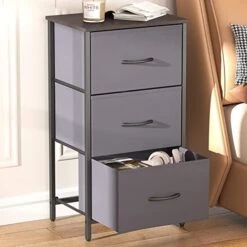 Lifewit Small Dresser For Bedroom, 3 Drawer Nightstand With Removable Fabric Bins, Storage Chest Of Drawers For Closet Bedside Nursery Laundry Living Room, Sturdy Steel Frame&Wood Tope, Dark Grey -Safavieh Furniture 51qQFci43CL. AC 1