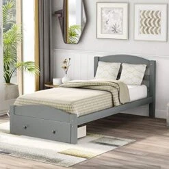 MERITLINE Twin Size Platform Bed With Drawer Wood Storage Bed Frame With House-Shaped Bookcase Headboard and Fence Guardrails For Kids,Boys,Girls(White) 23 MERITLINE Twin Size Platform Bed With Drawer Wood Storage Bed Frame With House-Shaped Bookcase Headboard and Fence Guardrails For Kids,Boys,Girls(White) -Safavieh Furniture 51qlumvRGML. AC