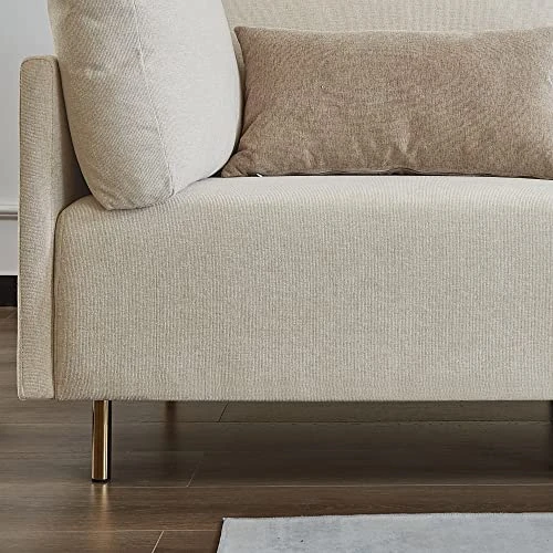 Familymill 108'' Linen L-Shaped Sectional Sofa With Removable Ottoman And 3 Pillows 5 Familymill 108'' Linen L-Shaped Sectional Sofa With Removable Ottoman And 3 Pillows - Image 5