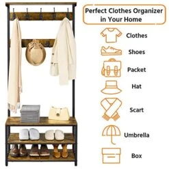 Topeakmart Coat Rack Coat Stand With 23 Hooks And 3 Storage Shelf, Hall Tree Coat Tree Coat Hat Rack 3 In 1 Deigin, Free Standing Hall Tree/Hat Tree For Home Office 13 Topeakmart Coat Rack Coat Stand With 23 Hooks And 3 Storage Shelf, Hall Tree Coat Tree Coat Hat Rack 3 In 1 Deigin, Free Standing Hall Tree/Hat Tree For Home Office -Safavieh Furniture 51rJeUH6atL
