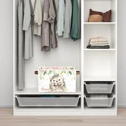 Pink Floral Hedgehog Girl Personalized Large Storage Box For Toy,Bathroom,Nursery,Home Kitchen Shelves,Custom Closet Decorative Storage Bins 2 Pack -Safavieh Furniture 51rKf4ZgbeL