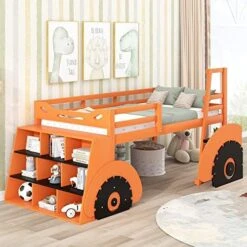 Twin Bed Frame Wood Airplane Design Platform Beds With Storage Shelves And Rotatable Propeller, Fun Kids Bed With Headboard And Footboard For Boys Girls, Twin Size, Green -Safavieh Furniture 51rQ3UeChFL. AC