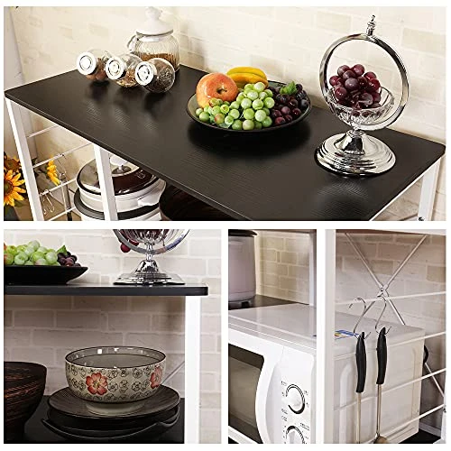 Soges Multi-Layers Kitchen Baker's Rack Utility Microwave Oven Stand Storage Cart Workstation Shelf Coffee Cart, Black 171-BK 2 Soges Multi-Layers Kitchen Baker's Rack Utility Microwave Oven Stand Storage Cart Workstation Shelf Coffee Cart, Black 171-BK - Image 2