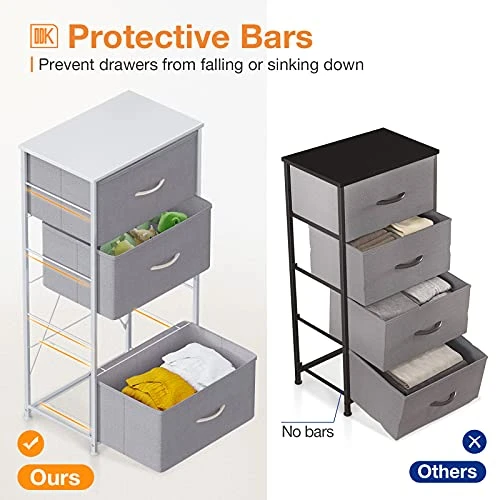 ODK Dresser With 4 Drawers Tall Fabric Storage Tower Organizer Unit For Bedroom Chest For Hallway Closet Easy Assembly Steel Frame And Wood Top, Light Grey 2 ODK Dresser With 4 Drawers Tall Fabric Storage Tower Organizer Unit For Bedroom Chest For Hallway Closet Easy Assembly Steel Frame And Wood Top, Light Grey - Image 2