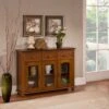 Kings Brand Furniture - Penrose Wood/Glass Sideboard Buffet Cabinet, Walnut