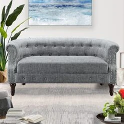 Rosevera Chancy Reading Small Armchair Arm Living Set Accent Club Room Barrel Chairs Bedroom Loveseat, Standard, Blue Sofa -Safavieh Furniture 51rZsh2M cL. AC