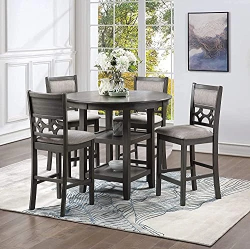 New Classic Furniture Mitchell 5-Piece Counter Set With 1 Table And 4 Chairs, Brown Cherry 5 New Classic Furniture Mitchell 5-Piece Counter Set With 1 Table And 4 Chairs, Brown Cherry - Image 5