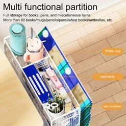 Pssopp Kids Sling Bookshelf, 6 Tier Large Capacity Rust Prevention Bookshelf With Wheels For Students -Safavieh Furniture 51rhuWAfBfL