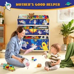 Eapura Kids Toy Storage Organizer 3-Tier Wooden Children Storage Rack With Wheels 6 Detachable Storage Bins Extra Large Capacity Bookshelf Bookcase Display Stands Shelf Multi Cabinet For Books Toys -Safavieh Furniture 51rkBwUkNdL