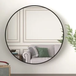 Beauty4U 20" Wall Circle Mirror For Bathroom, Black Round Mirror For Wall, 20 Inch Hanging Round Mirror For Living Room, Vanity, Bedroom