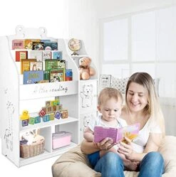 Aoparts White Kids Bookshelf, Book Racks And Cabinet, 4 Tiers Picture Album Display, 2 Book Display, 2 Toy Storage Organizer For Kids, Babies¡¯ Toddler Bookshelf -Safavieh Furniture 51ryWLtCT2L