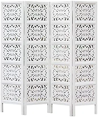 Oom Divider Wood Screen - Ghanti Bells Antique Brown - 4 Panel Folding 72 X 80 - Assembled Hand Carved Decorative Functional Versatile Portable Partition Reversible Privacy Boho - COTTON CRAFT 11 Oom Divider Wood Screen - Ghanti Bells Antique Brown - 4 Panel Folding 72 X 80 - Assembled Hand Carved Decorative Functional Versatile Portable Partition Reversible Privacy Boho - COTTON CRAFT - Image 11