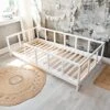 BUSYWOOD Montessori Frame Bed - Home And Bedroom Decor Furniture - Montessori Bed With Fence In Playroom - Full Size Bed Frame - Kids Bed - Toddler Bed Frame (Model 10, Bed With Legs And Slats)