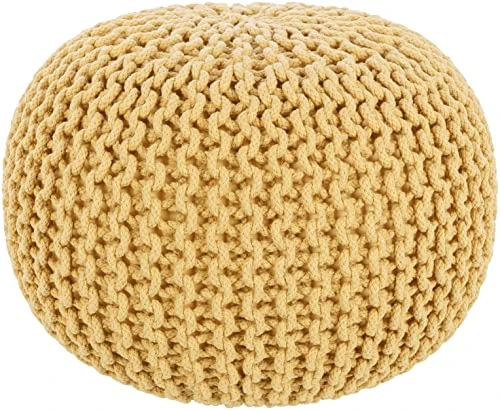 Artistic Weavers McIntosh Cotton Knitted Round Pouf 14"H X 20"W X 20"D,Saffron 2 Artistic Weavers McIntosh Cotton Knitted Round Pouf 14"H X 20"W X 20"D,Saffron - Image 2
