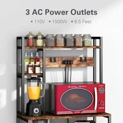 Ciecie Bakers Rack With 3 Power Outlets, 30 Inch For Microwave Stand Kitchens With Storage, Heavy Duty Kitchen Shelves With Plugs, Microwave Oven Stand, Kitchen Rack, Kitchen Stand, Coffee Stand Bar -Safavieh Furniture 51sB31JDjLL
