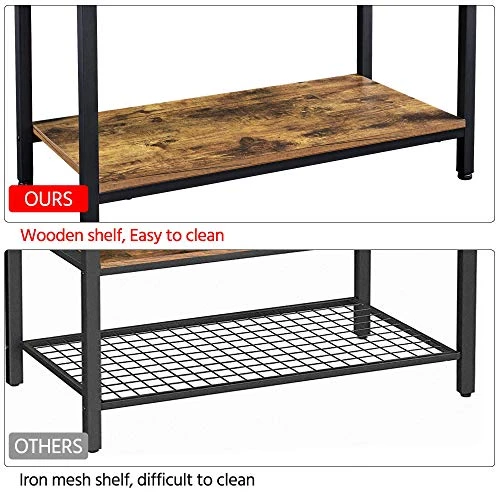 Yaheetech Kitchen Bakers Rack, Coffee Bar Station Microwave Stand With 10 Hooks And Adjustable Feet, Freestanding Utility Storage Shelf For Kitchen, Dinning Room, Living Room, Rustic Brown 4 Yaheetech Kitchen Bakers Rack, Coffee Bar Station Microwave Stand With 10 Hooks And Adjustable Feet, Freestanding Utility Storage Shelf For Kitchen, Dinning Room, Living Room, Rustic Brown - Image 4