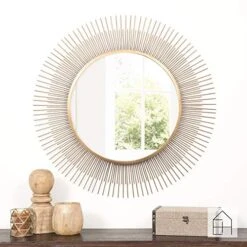 Everly Hart Collection 36" Gold Sunburst Wall Mirror Brass -Safavieh Furniture 51sELvUlhTL