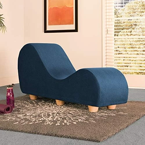 Avana Chaise Lounge Chair For Stretching And Relaxation, Maple Wood Feet, Microvelvet - Marine 10 Avana Chaise Lounge Chair For Stretching And Relaxation, Maple Wood Feet, Microvelvet - Marine - Image 10