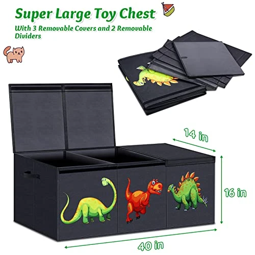Toy Chest For Boys, Storage Bins For Toys, Toy Box For Boys, Kids Toy Storage Bins, Sturdy & Foldable, Removable Divider, Large Storage Containers For Playroom, Bedroom, Closet, Home, Dinosaur Pattern 1 Toy Chest For Boys, Storage Bins For Toys, Toy Box For Boys, Kids Toy Storage Bins, Sturdy & Foldable, Removable Divider, Large Storage Containers For Playroom, Bedroom, Closet, Home, Dinosaur Pattern