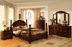 5 Pc Tuscan II Dark Pine Finish Wood Queen Bedroom Set