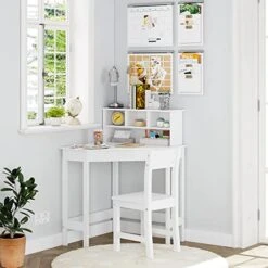 UTEX Kids Desk,Wooden Study Desk With Chair For Children,Writing Desk With Storage And Hutch For Home School Use,White -Safavieh Furniture 51se9zzdodL