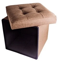 Red Co. Folding Cube Storage Ottoman With Padded Seat, 15" X 15" - Taupe -Safavieh Furniture 51smFIm99yL