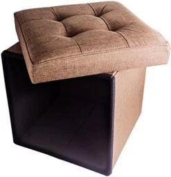 Red Co. Folding Cube Storage Ottoman With Padded Seat, 15" X 15" - Taupe -Safavieh Furniture 51smFIm99yL. AC