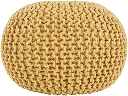 Artistic Weavers McIntosh Cotton Knitted Round Pouf 14"H X 20"W X 20"D,Saffron 3 Artistic Weavers McIntosh Cotton Knitted Round Pouf 14"H X 20"W X 20"D,Saffron - Image 3