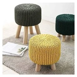 ALDEPO Shoe Cabinet Round Footstool Stool Small Footstool With Legs Upholstered Footstool With Removable Linen Cover - Handmade Wool Knitted Stool (Color : Red) 17 ALDEPO Shoe Cabinet Round Footstool Stool Small Footstool With Legs Upholstered Footstool With Removable Linen Cover - Handmade Wool Knitted Stool (Color : Red) -Safavieh Furniture 51t4IOt5jVL